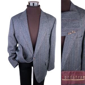 NORDSTROM Sport Coat Blazer Jacket Herringbone Sz 48R Two Button Striped 2-Buttn